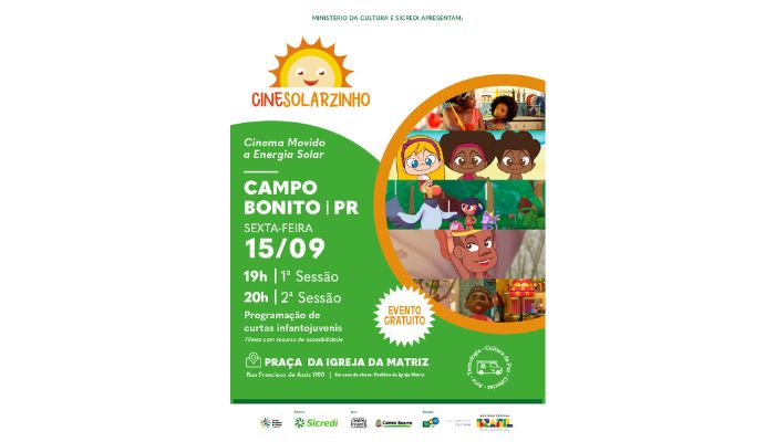 CineSolarzinho chega a Campo Bonito com sessões gratuitas de cinema movido a energia solar, pipoca e atrações para toda a família